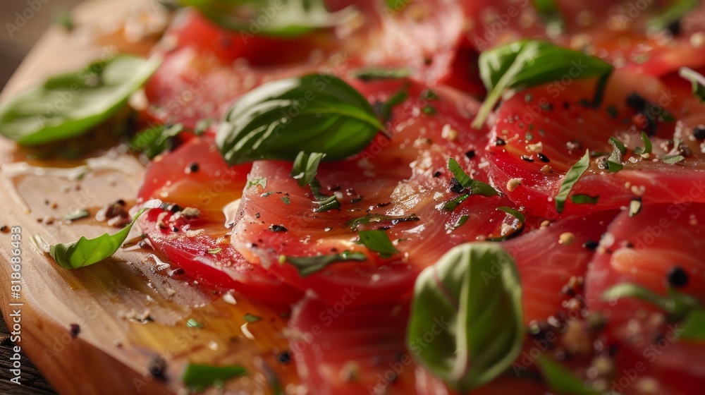 Delicious Carpaccio Close-up for Food Posters Generative AI Delicious Carpaccio Close-up for Food Posters Generative AI