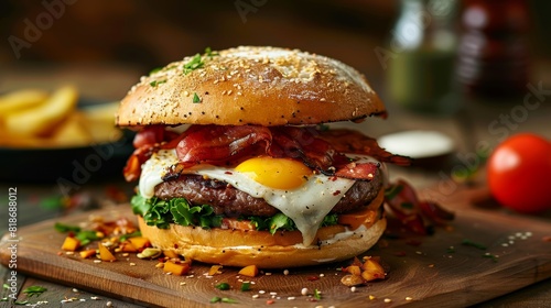 Fototapeta Naklejka Na Ścianę i Meble -  Savory Close-up of Chivito Dish for Food Poster Generative AI