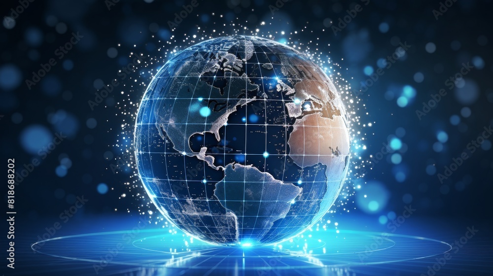 Digital world globe centered on Middle East, concept of global network and connectivity on Earth. Digital world globe centered on Middle East, concept of global network and connectivity on Earth.