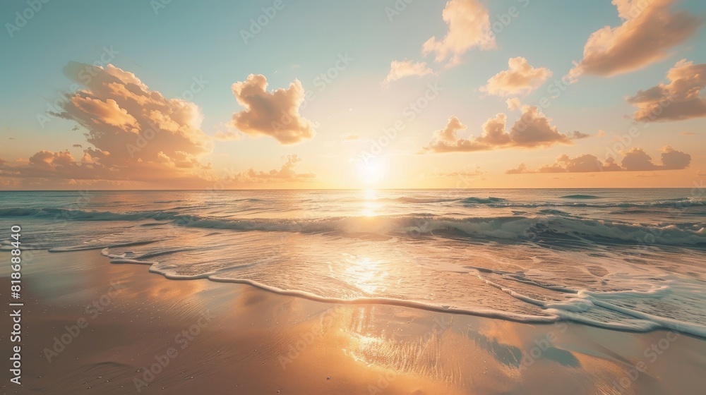 Sunrise over beach beauty photo.