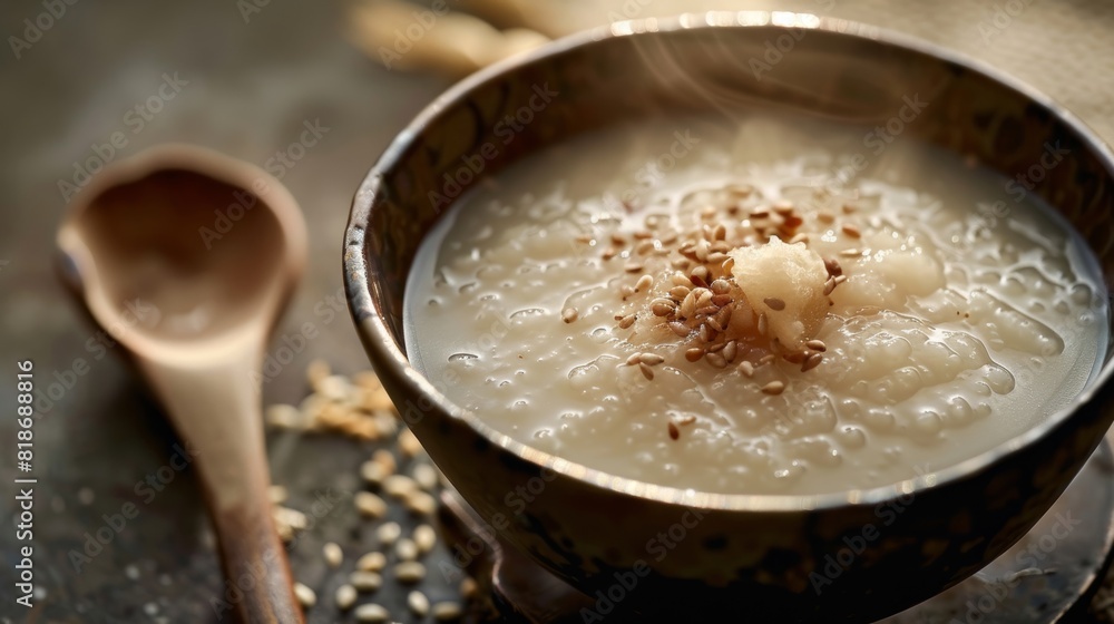 Delicious Congee Close-up for Food Poster Generative AI Delicious Congee Close-up for Food Poster Generative AI