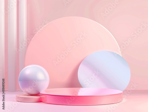 a group of round objects on a pink background