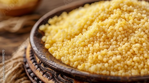 Delicious Couscous Close-up for Food Poster Generative AI photo