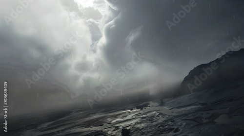 Dramatic moody landscape with light, shadow and darkness in the storm © Dodoodle
