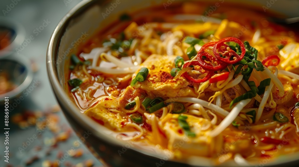 Savory Curry Laksa Dish for Food Poster Generative AI Savory Curry Laksa Dish for Food Poster Generative AI