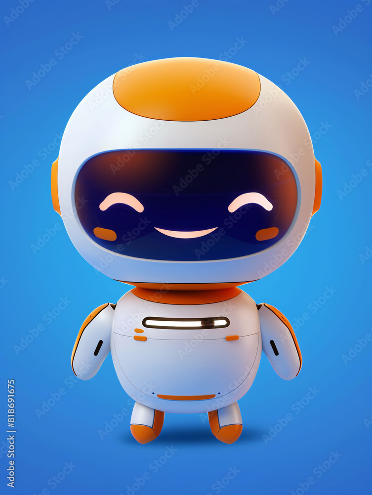 Fototapeta premium Cute little robot IP image, robot mascot logo design
