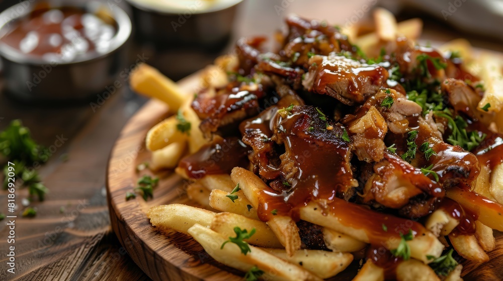 Savory Duck Poutine Close-up for Food Posters Generative AI Savory Duck Poutine Close-up for Food Posters Generative AI