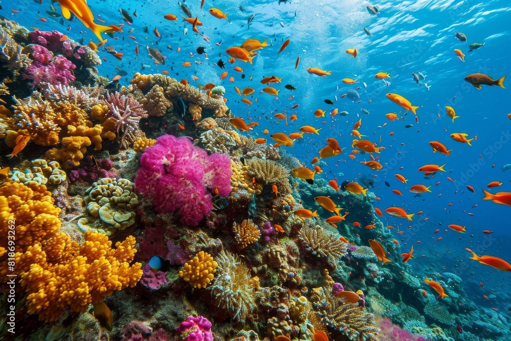 A vibrant Coral Reef teeming with marine life, AI generated, Ai generated A vibrant Coral Reef teeming with marine life, AI generated, Ai generated