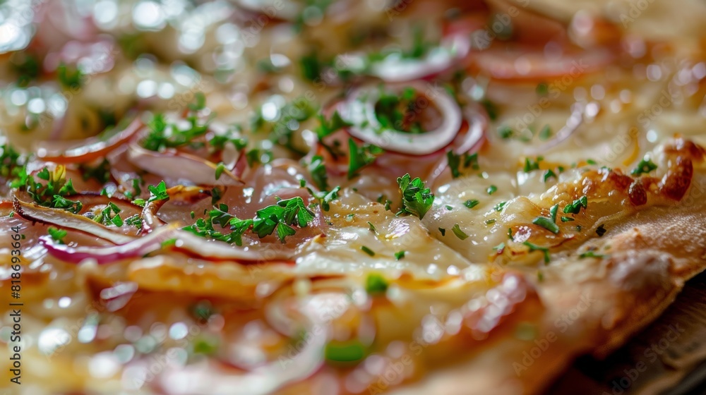 Delicious Flammkuchen Close-up for Food Poster Generative AI Delicious Flammkuchen Close-up for Food Poster Generative AI