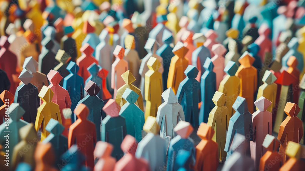 Obraz premium Multicolored Paper People Gathering