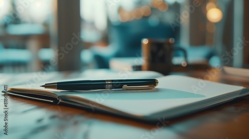 A close-up shot of a sleek black gel pen resting on an open notebook, showcasing its elegant design.