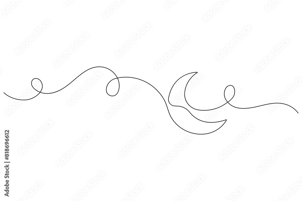 Moon symbol one continuous single line art drawing of Ramadan Kareem and Eid banner in simple outline vector Moon symbol one continuous single line art drawing of Ramadan Kareem and Eid banner in simple outline vector