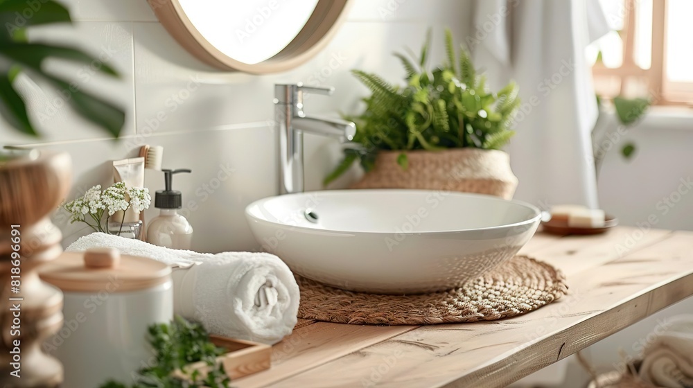 Bathroom with a focus on natural materials and textures