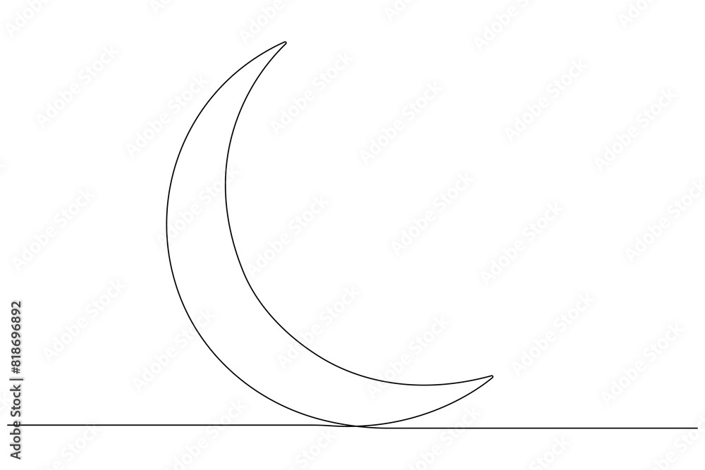 Moon symbol one continuous single line art drawing of Ramadan Kareem and Eid banner in simple outline vector Moon symbol one continuous single line art drawing of Ramadan Kareem and Eid banner in simple outline vector
