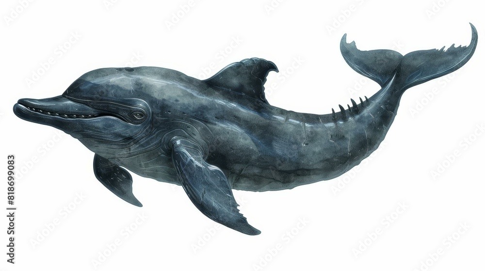 Fototapeta premium A scorpiontailed dolphin plunges into the deepest ocean crevices.