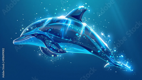 A scorpiontailed dolphin plunges into the deepest ocean crevices. photo