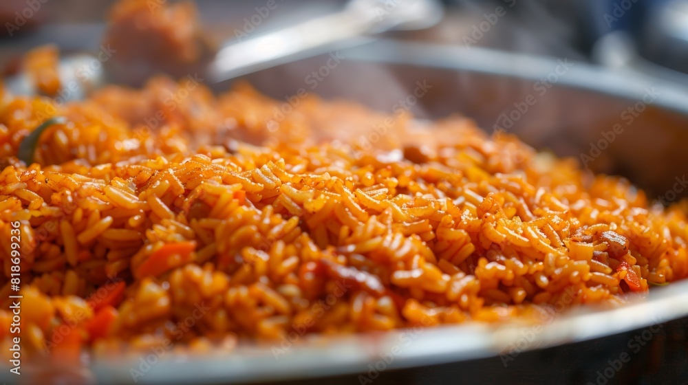 Savory Jollof Rice Close-up for Food Poster Generative AI Savory Jollof Rice Close-up for Food Poster Generative AI