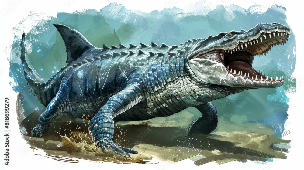A sharkcrocodile hybrid that can walk and swim with ease.