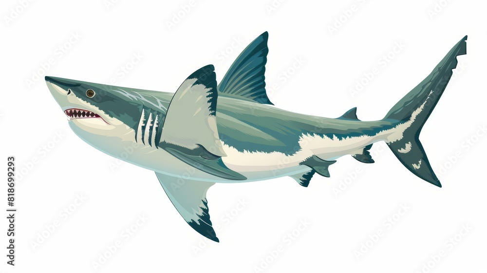 Fototapeta premium A hybrid sharkfalcon soaring over coastlines, causing terror.