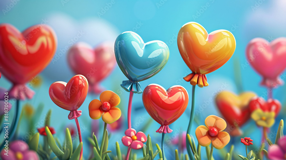 Beautiful pink and white Happy Valentine's Day banner with hearts and flowers background Beautiful pink and white Happy Valentine's Day banner with hearts and flowers background