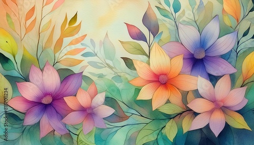 Watercolor floral background. soft and organic washes of color