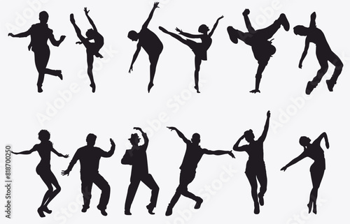 silhouette of dancing people. street dance, hip hop and party dance