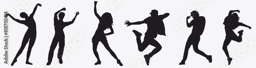 silhouette of dancing people. street dance, hip hop and party dance