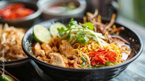 Delicious Khao Soi Dish for Food Poster Generative AI photo