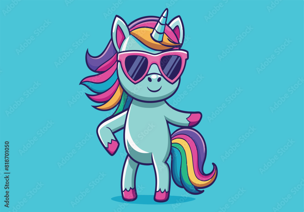 A cartoon unicorn wearing sunglasses and dancing A cartoon unicorn wearing sunglasses and dancing