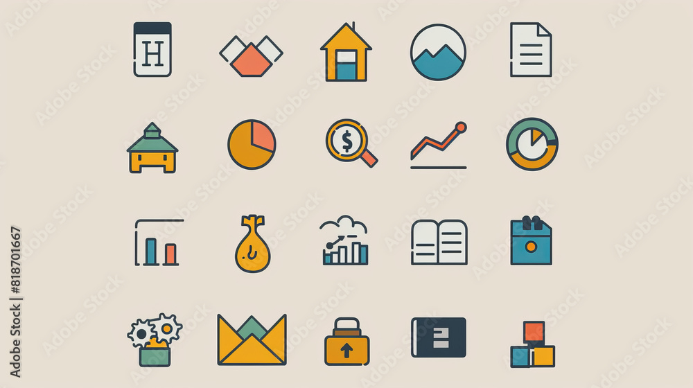 Minimalist icons for business and finance-related applications Minimalist icons for business and finance-related applications