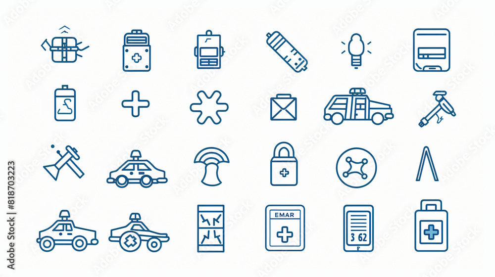 Simple Set of Emergency Related Vector Line Icons.