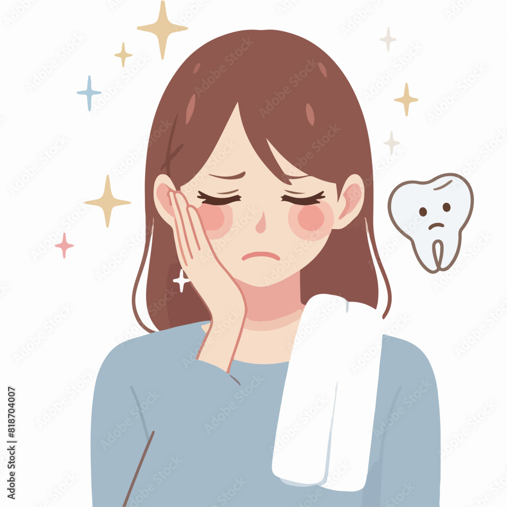 vector of a person having a toothache with a simple and minimalist flat design style