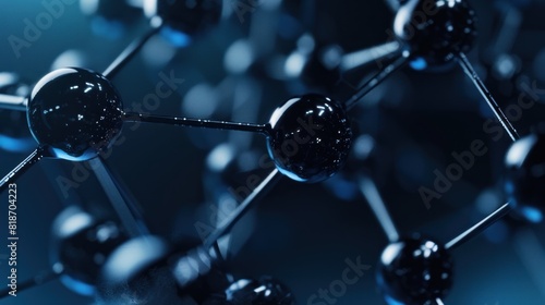 Blue helix human DNA structure,blue connected glass bubble molecules