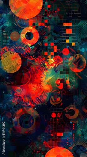 Vibrant Geometric Digital Art: A Fusion of Shapes, Patterns, and Color
