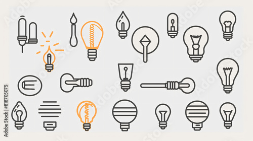 Simple Set of Light Bulb Related Vector Line Icons. Co