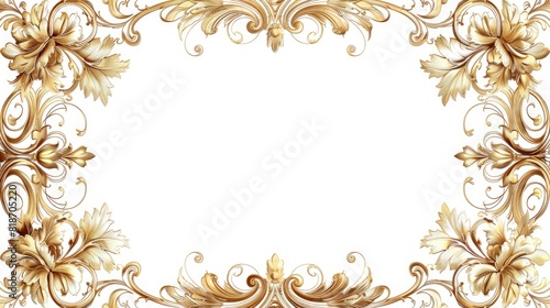 Ornate gold frame on white background