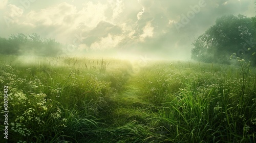 Verdant field filled with lush grass photo
