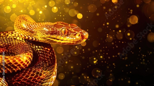 Close up of snake on black background