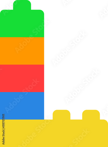 L Brick Blocks Puzzle Alphabet Kids Font Colorful