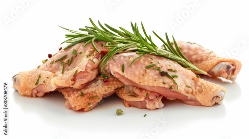 Wallpaper Mural Raw chicken wings with rosemary and spices on a white background. Torontodigital.ca