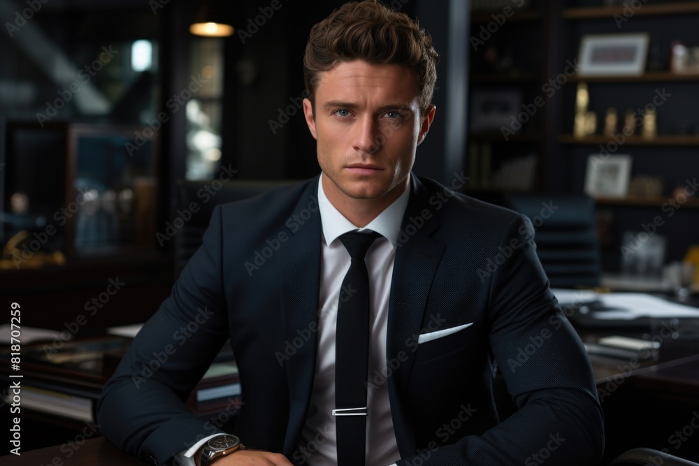 Man in suit sitting in office chair Man in suit sitting in office chair
