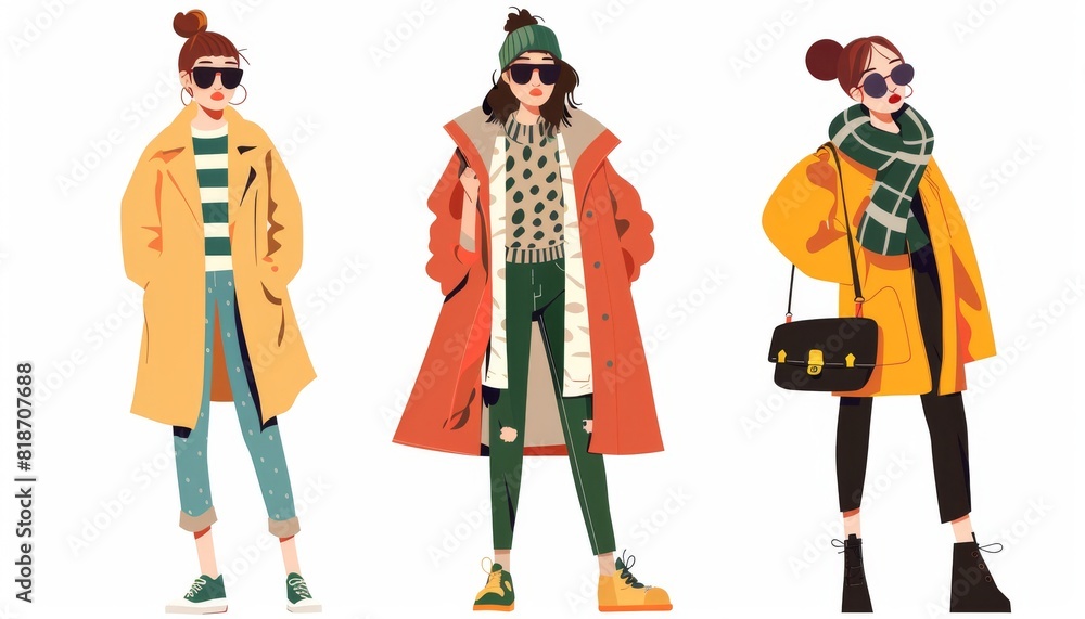 Three young women in stylish fall outfits
