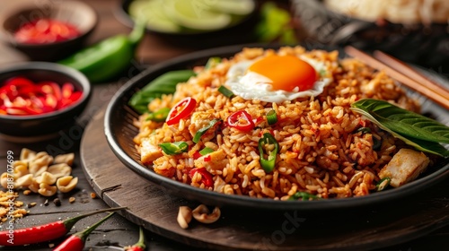 Delicious Nasi Goreng for Food Poster Generative AI photo