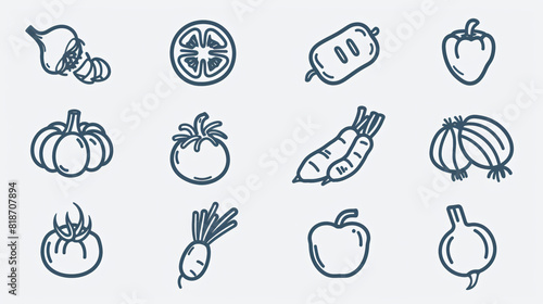 Simple Set of Vegetables Related Vector Line Icons. Co