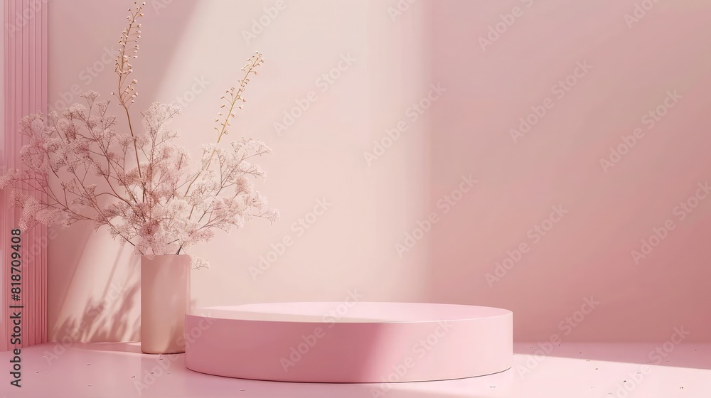 empty circle wood texture floor podium with space mock up blurred clean beige background,cosmetic beauty natural product show promotion present minimal scene display modern layout advertising design