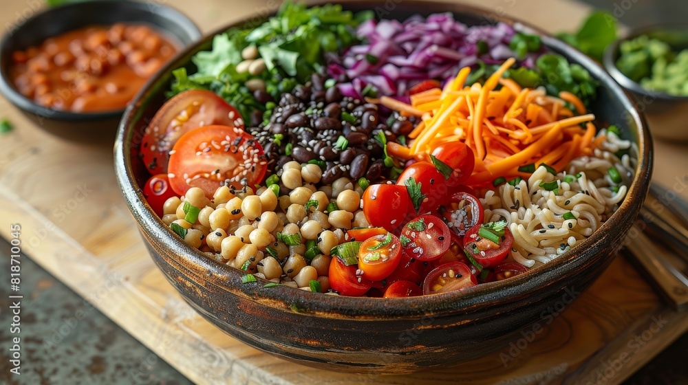 Direct above view of a smoothie bowl, colorful toppings, on a white background Direct above view of a smoothie bowl, colorful toppings, on a white background