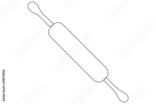  Continuous one line art drawing of a kitchen roller pin vector