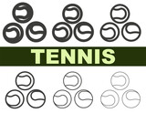 Tennis balls with different line thicknesses. Vector of tennis balls.