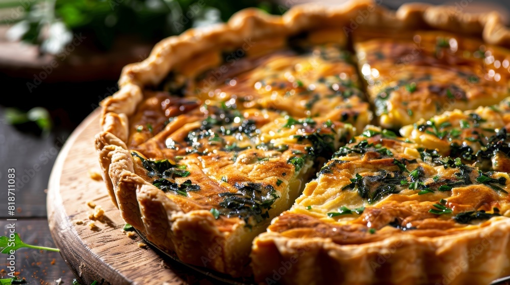 Delicious Quiche Close-up for Food Poster Generative AI Delicious Quiche Close-up for Food Poster Generative AI
