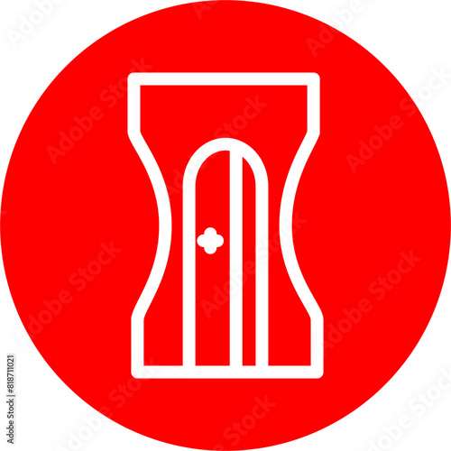 Pencil Sharpner Line White Circle Red Icon Design